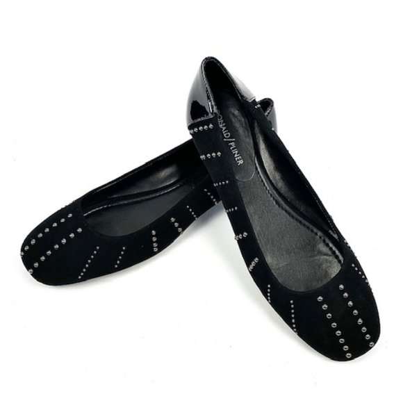 New Donald J Pliner Darren Black Studded Suede & Patent Leather Ballet Flat 8.5 - Picture 9 of 11